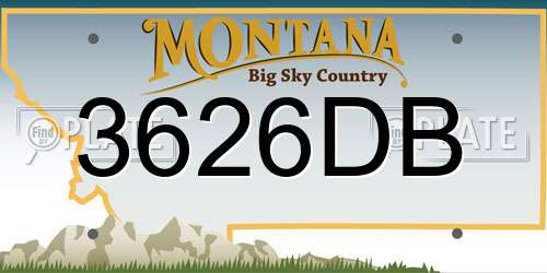 3626DB Montana License Plate