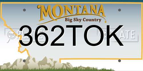 362TOK Montana License Plate