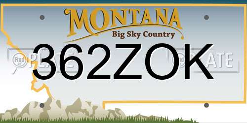 362ZOK Montana License Plate