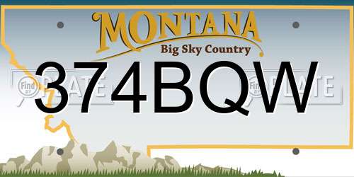 374BQW Montana License Plate