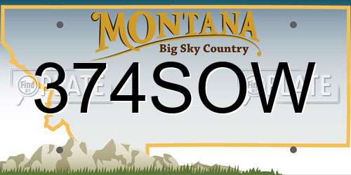 374SOW Montana License Plate