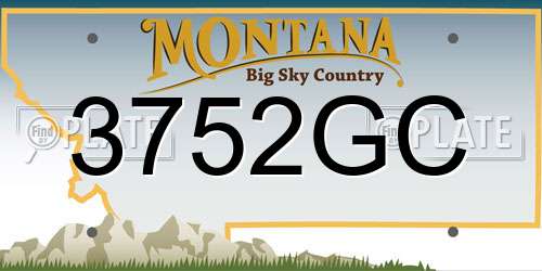 3752GC Montana License Plate