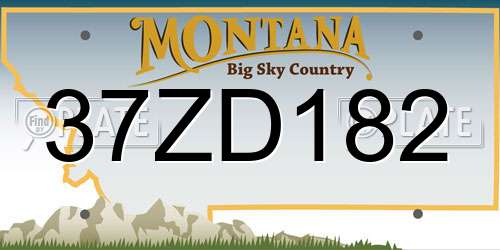 37ZD182 Montana License Plate