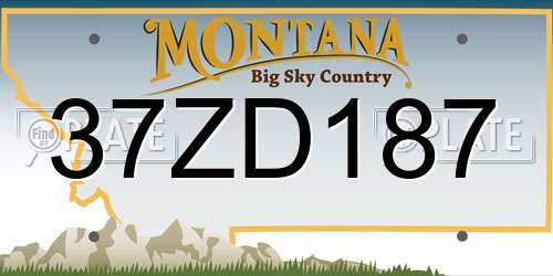 37ZD187 Montana License Plate
