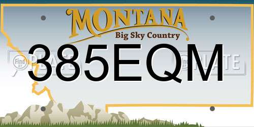 385EQM Montana License Plate