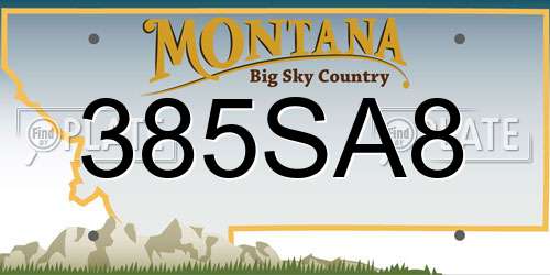 385SA8 Montana License Plate