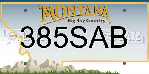 385SAB Montana License Plate