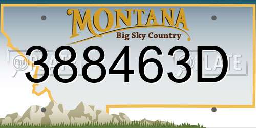 388463D Montana License Plate