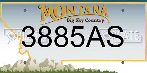 3885AS Montana License Plate