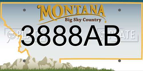 3888AB Montana License Plate