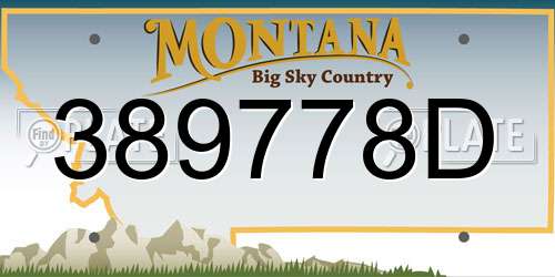 389778D Montana License Plate
