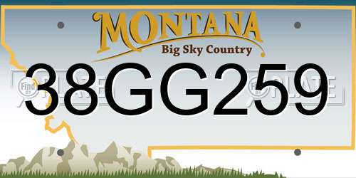 38GG259 Montana License Plate