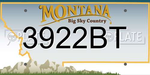 3922BT Montana License Plate