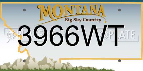 3966WT Montana License Plate