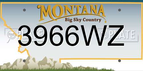 3966WZ Montana License Plate