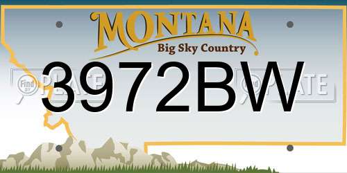 3972BW Montana License Plate