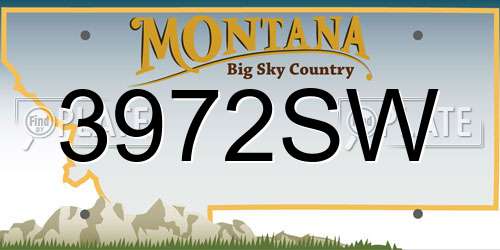 3972SW Montana License Plate