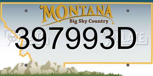 397993D Montana License Plate