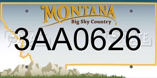 3AA0626 Montana License Plate