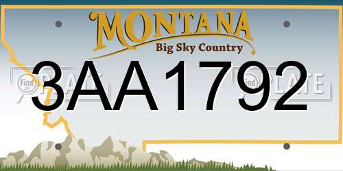 3AA1792 Montana License Plate