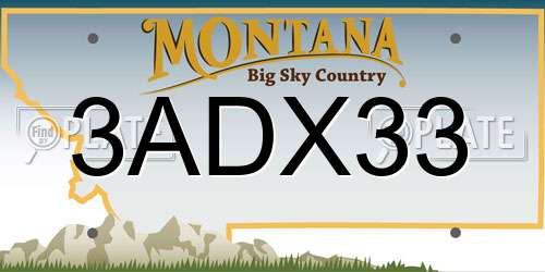 3ADX33 Montana License Plate