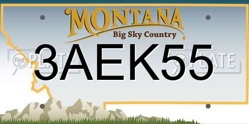 3AEK55 Montana License Plate