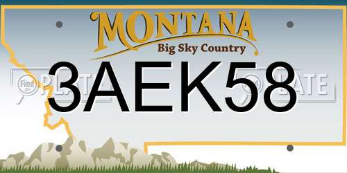 3AEK58 Montana License Plate