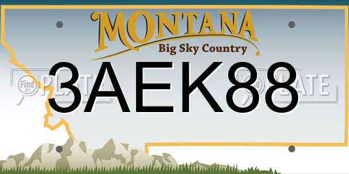 3AEK88 Montana License Plate