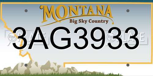 3AG3933 Montana License Plate