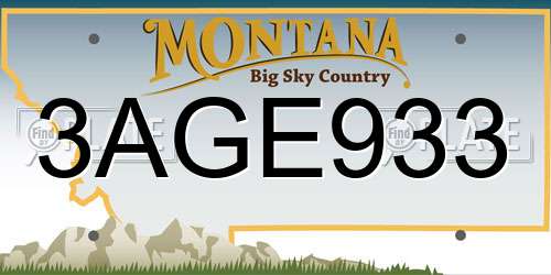 3AGE933 Montana License Plate