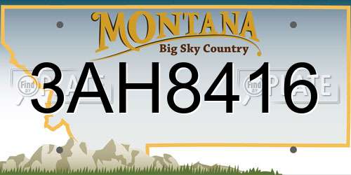 3AH8416 Montana License Plate