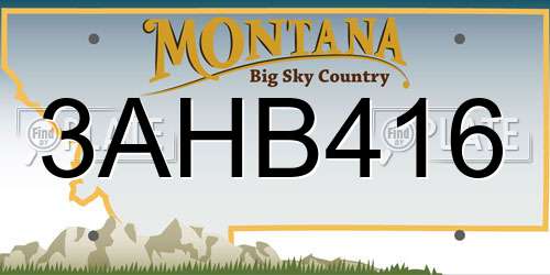 3AHB416 Montana License Plate
