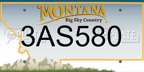 3AS580 Montana License Plate