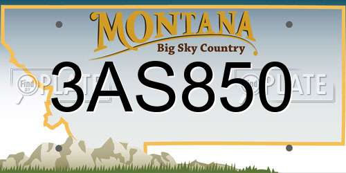 3AS850 Montana License Plate