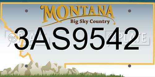 3AS9542 Montana License Plate