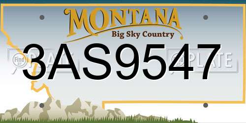 3AS9547 Montana License Plate