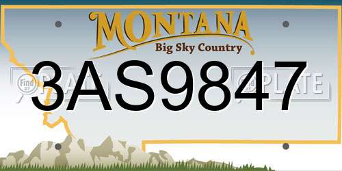 3AS9847 Montana License Plate