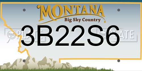 3B22S6 Montana License Plate
