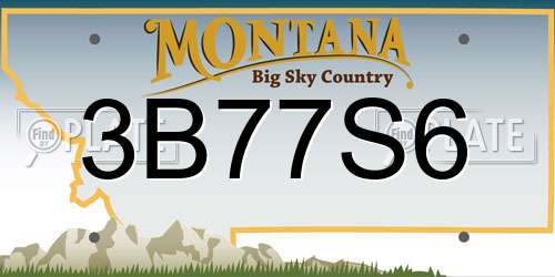 3B77S6 Montana License Plate