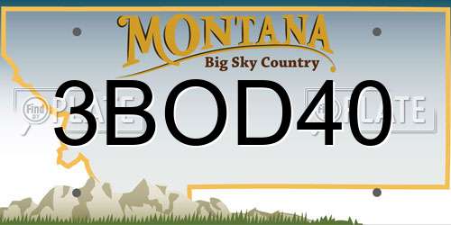 3BOD40 Montana License Plate