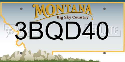 3BQD40 Montana License Plate