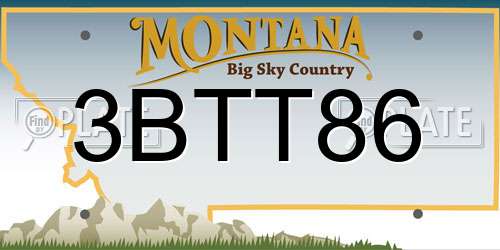 3BTT86 Montana License Plate