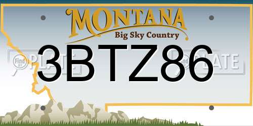 3BTZ86 Montana License Plate