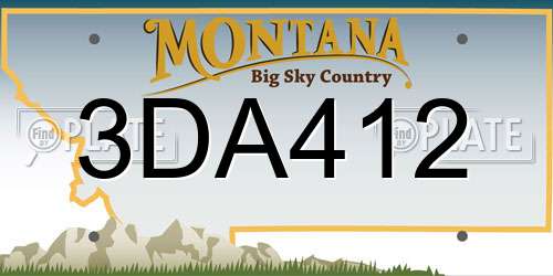 3DA412 Montana License Plate