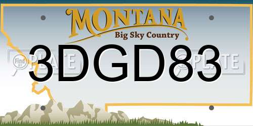 3DGD83 Montana License Plate