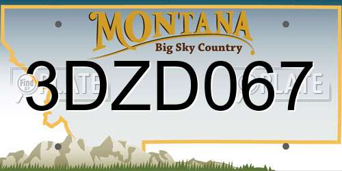 3DZD067 Montana License Plate