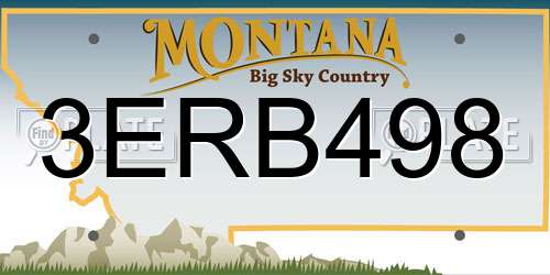 3ERB498 Montana License Plate