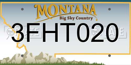 3FHT020 Montana License Plate