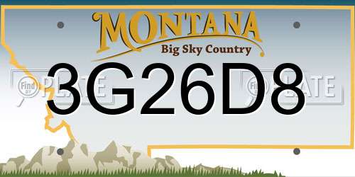 3G26D8 Montana License Plate