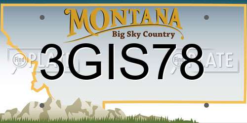 3GIS78 Montana License Plate